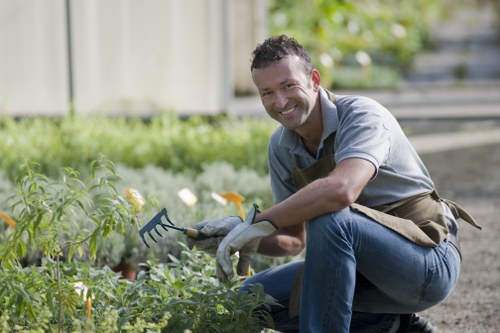 Person using keyboard to navigate Notting Hill gardening resources